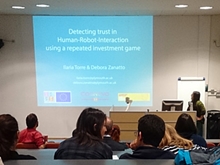 Ilaria Torre demonstrates her HRI experiments at the University of Plymouth Robotics day